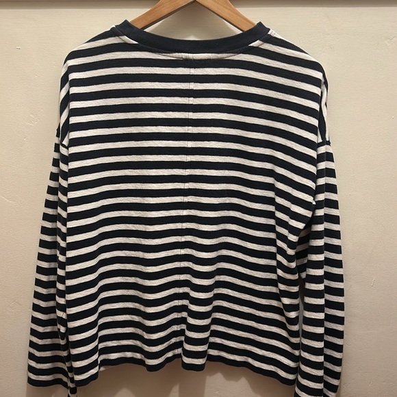 Madewell Easy Crewneck Long-Sleeve Tee in Navy Striped XS - Picture 7 of 7